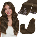 GOO GOO Clip in Hair Extensions Real Human Hair, Remy Human Hair Extensions Clip ins for Women, Natural Human Hair, 22inch 150g 9 Pcs, #4H Light Chocolate Brown