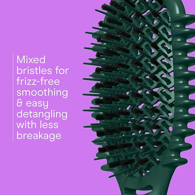 Conair Curl Define Pro Hair Brush for Curly Hairbrush with Sectioning Clips, Dual-Vent Design with Continuous Grooves, Mixed Bristles for Frizz-Free Detangling, Smoothing, and Curl Definition