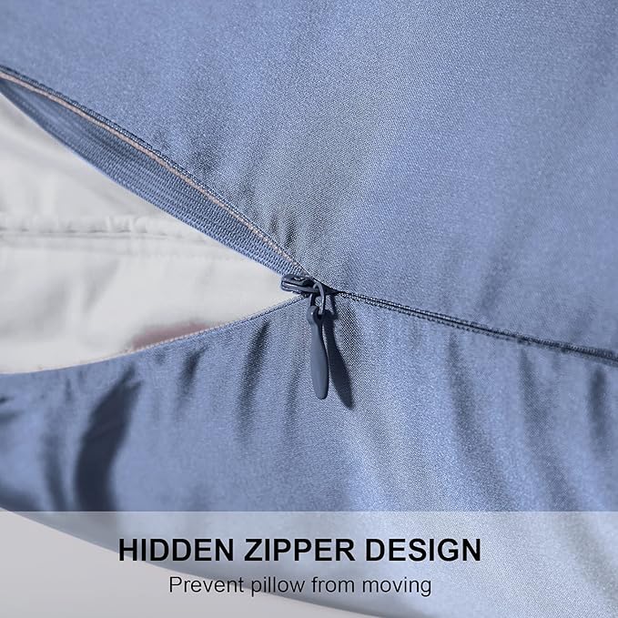 Mulberry Silk Pillowcase for Hair and Skin,Queen Size Cooling Silk Pillow Case with Hidden Zipper,Allergen Proof Dual Sides Soft Breathable Smooth Silk Pillow Cover for Women(Queen,Grayish Blue)