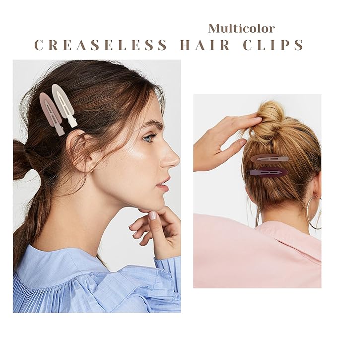No Crease Creaseless No Bend Hair Clips For Styling Non Slip Flat Clips For Makeup Hair Accessories For Women,Black Brown Beige,12 PCS