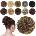 FESHFEN Messy Bun Hair Piece - Elastic Wavy Curly Hair Bun Scrunchies Extensions Synthetic Chignon Hairpieces for Women Girls, Brown Highlighted Caramel Blonde 1.5 oz