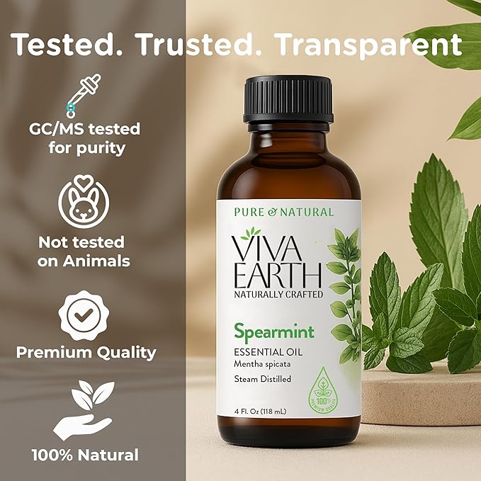 Spearmint Essential Oil – Pure and Natural Spearmint Aromatherapy Oil for Diffusers, Face and Skin Care, Hair and Scalp Blends, Massage, Soap and Candle Crafting – with Dropper, 4 fl oz