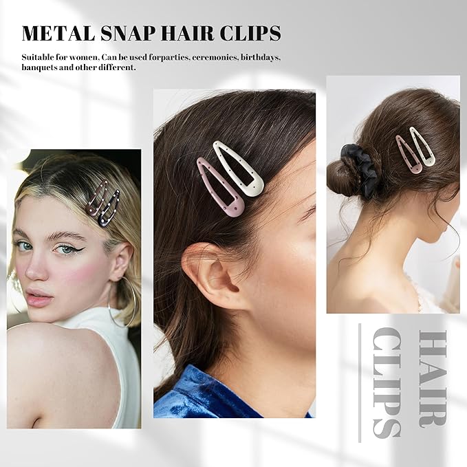 20 PCS Metal Snap Hair Clips Water Drop No Slip Barrettes for Women Bright Small Hair Clips For Thick And Thin Fine Hair,Beige Multiple Brown,1.97 x 0.5 In.