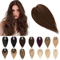 SEGO Human Hair Toppers for Women With Thinning Hair, 7 * 13CM Silk Base 100% Real Human Hair Clip in Top Wiglet Hairpieces -12 Inch No Bangs Medium Brown
