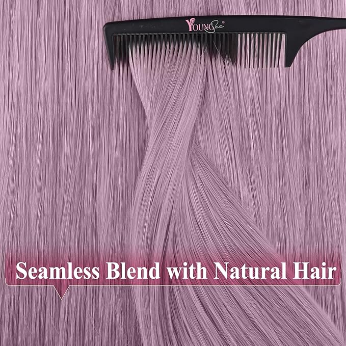 YoungSee Purple Tape in Human Hair Extensions Lavender Human Hair Tape in Extensions Light Purple Tape Extension Remy Hair 16In 10pcs Invisible Tape-ins Extension Colorful 25g For Diy