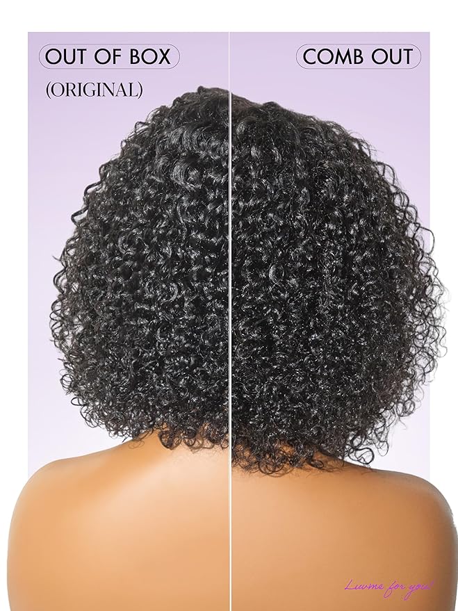 LUVME HAIR Wet and Wavy 5x5 Closure Water Wave Short Curly Bob Glueless Wigs Human Hair Pre Plucked Pre Cut Lace Side Part 100% Human Hair Wig 16 Inches