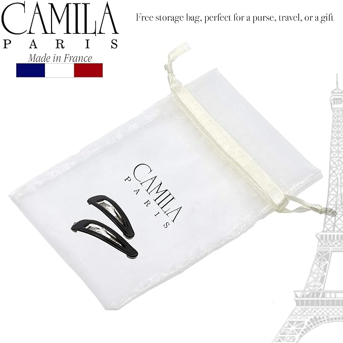 Camila Paris AD87/2 French Hair Barrettes Clips, Snap Hair Slides Clic Clac for Women, Styling Girls Side Slide-in Metal Snap Pin Hair Accessories for Women. Strong Hold, No Slip Grip, Made in France