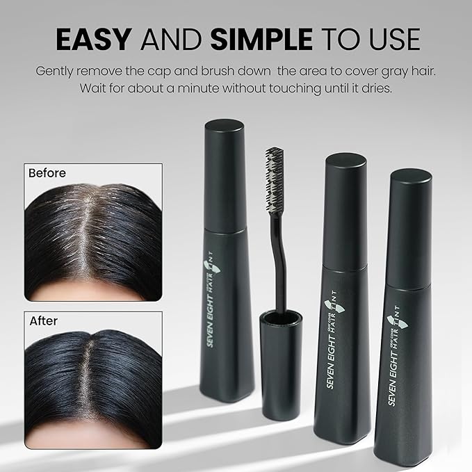 SEVEN EIGHT Gray Cover Hair Tint (LIGHT BROWN, 1 Pack) Quick Cover Root Touch Up, Water-Resistant Concealer, Temporary Cover Up Brush for Hair Mustache & Beard
