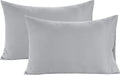 Lane Linen 100% Organic Cotton Pillow Cases Queen Size Set of 2 (20"x30") - Cotton Pillowcases Queen Size - Soft Light Grey Pillow Cases Set of 2 - Queen Pillowcase Pack of 2 - Silver
