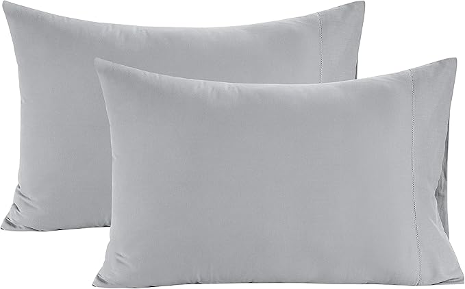 Lane Linen 100% Organic Cotton King Size Pillow Cases Set of 2 (20''x36'') Pillow Cases King Size Certified Organic Cotton Pillowcases King Pillow Cases Set of 2 Light Grey Pillow Cases Silver
