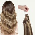 Luxy 100% Remy Human Hair – Halo Clip-In Hair Extensions –Natural Looking Volume & Length - One-Piece - Easy 5-Min Application 140 grams 16" Ash Brown Highlights