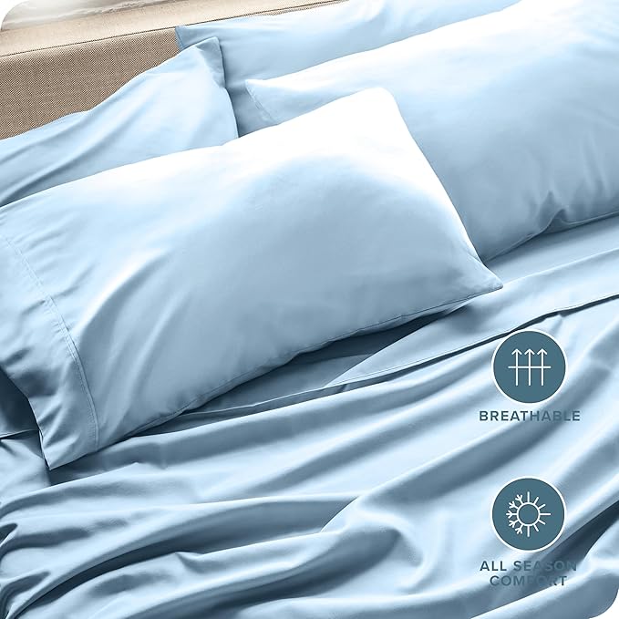 Bare Home Microfiber King Pillowcase Set of 4 - Light Blue, 20x40