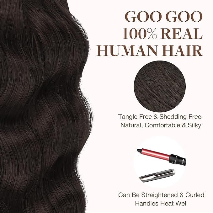 GOO GOO Tape in Hair Extensions Human Hair, 2A Light Brown, 26inch 120g 40pcs, Skin Weft Seamless Invisible, Silky Straight with Thick Ends, Remy Human Hair