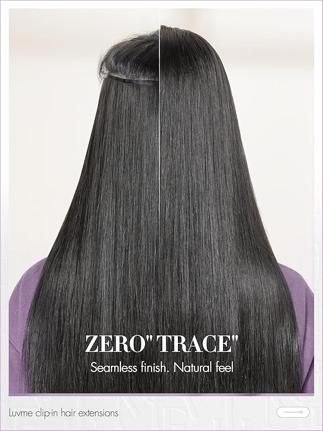 LUVME Straight Seamless 70g 4Pcs Clip in Hair Extensions Full Max with 22inch Remy Human Hair Clip ins Extensions, Natural Black 100% Real Soft Hair