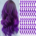 16 Pcs Colored Hair Extensions Curly Wavy Clip in Synthetic Hairpiece Streak for Girls Women Kid, Multi-colors Party Highlights Cosplay Festival Gift(Purple)
