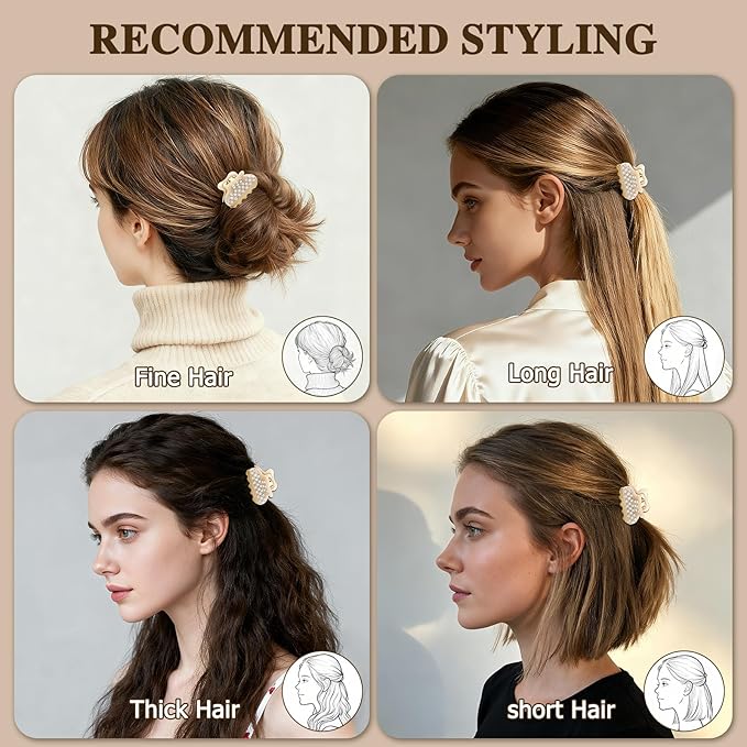 2026 Premium Durable Hair Claw Clip for Women, Original Italian Designed Strong Grip Hair Clips for Normal Fine Thin Hair, No Slip Jaw Clips with Gift Box for Christmas Birthday Girls, 1.7 Inch Beige