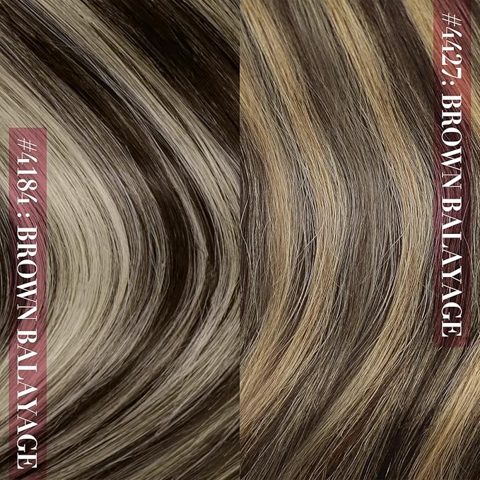 YoungSee Clip in Hair Extensions Balayage Brown Hair Extensions Clip ins Invisible Clip Hair Extension Real Human Hair Balayage Chocolate Brown Mix Caramel Blonde Clip in Extension Straight 14In 120G