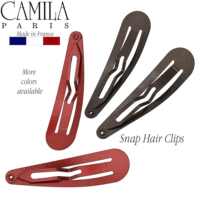 Camila Paris CP1330F French Hair Barrettes Clips, Snap Hair Slides Clic Clac for Women, Styling Girls Side Slide-in Metal Snap Pin Hair Accessories for Women. Strong Hold, No Slip Grip, Made in France
