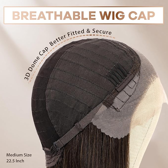 Chocolate Brown Lace Front Wig, 13x4 Synthetic Lace Wigs Pre Plucked 26inch Long Straight Glueless Dark Brown Wig For Black Women Beginner Friendly Suitable For Everyday Wear