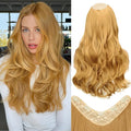 ALXNAN Long Wavy Hair Extensions for Women, Clip in Hair Extensions Clip Ins Soft Full Head Synthetic Hairpieces 20 Inch Honey Blonde