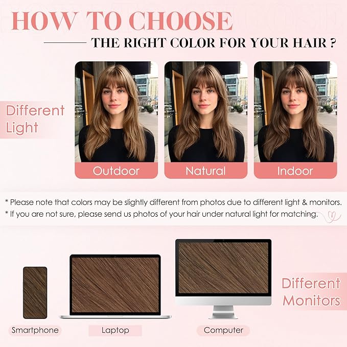 Hairro Human Hair Toppers with Wispy Bangs, 3.5x4.7" Hand-wovened Base for Women with Thinning Hair, Lightweight & Breathable Realistic Scalp, Clip-in Hairpieces for Easy Wear, 9 Inch Cocoa Brown