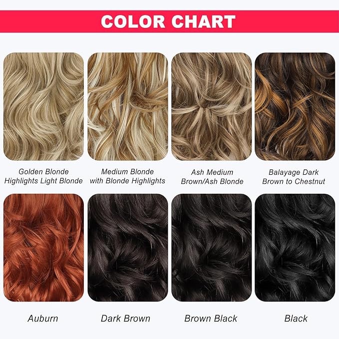 ALXNAN Long Wavy Hair Extensions for Women, Clip in Hair Extensions Clip Ins Soft Full Head Synthetic Hairpieces 20 Inch Golden Blonde Highlights Light Blonde
