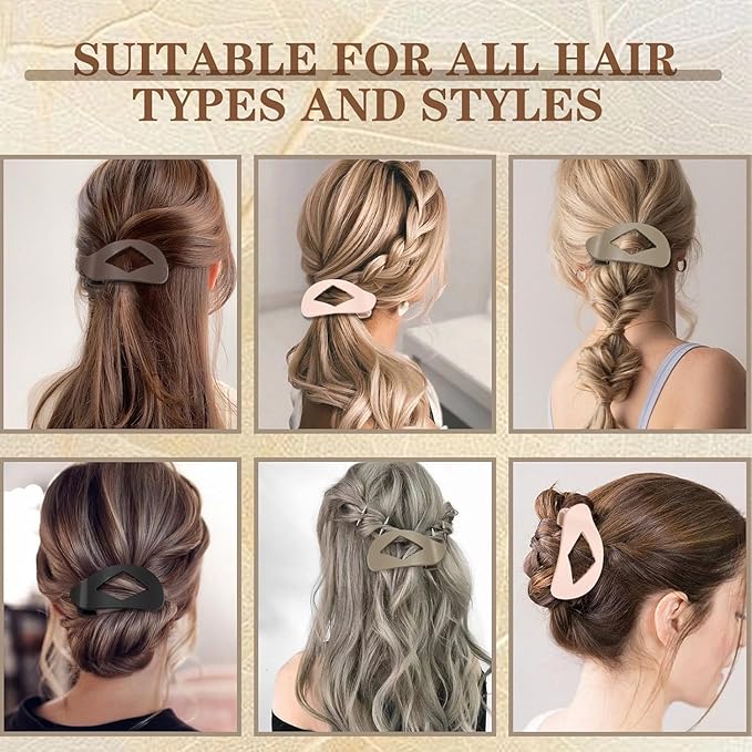 Flat Hair Claw Clips for Women,Matte Medium Hair Clips for Thick & Thin Hair- Comfortable Everyday Use for Office, Yoga, Party & Casual Styling (4PCS I)