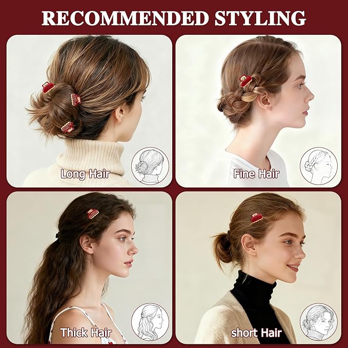 2026 Premium Durable Hair Claw Clip for Women, Original Italian Designed Strong Grip Hair Clips for Normal Fine Thin Hair, No Slip Jaw Clips with Gift Box for Christmas Birthday Girls, 1.2 Inch Red