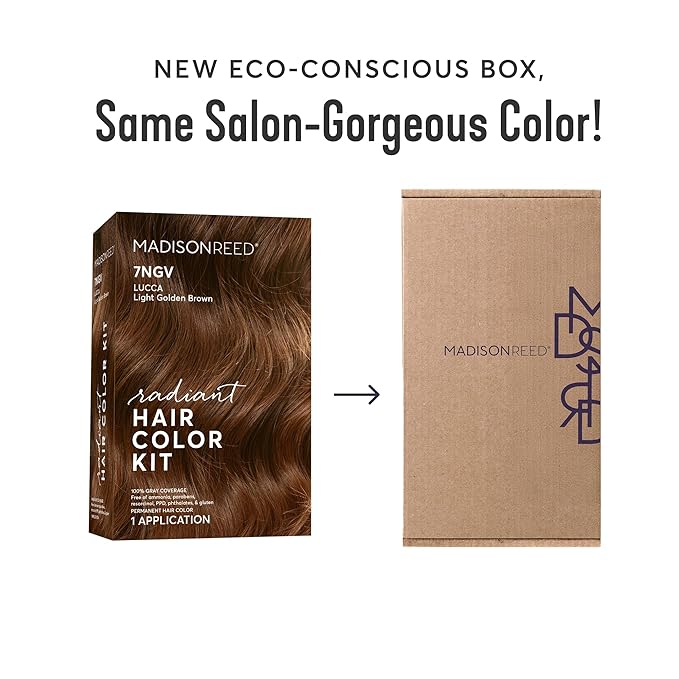 Madison Reed Radiant Hair Color Kit - 7NGV Light Golden Brown (Lucca Brown), Dimensional Gray Hair Blending Permanent Hair Dye, PPD-Free & Ammonia-Free, 2 Pack