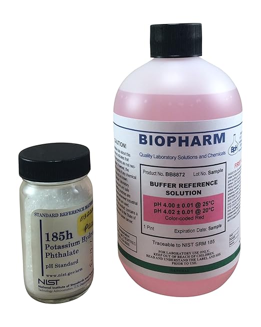 pH Buffer Calibration Solution 3-Pack: pH 4.00, pH 7.00, pH 10.00 Buffers — 500 mL (1.06 Pint) Each — Color Coded — NIST Traceable for All pH Meters