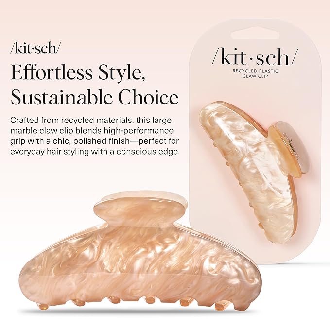 Kitsch Recycled Plastic Large Claw Clip - Big Marble Hair Clips for Women | Jaw Clips for Girls | Big Claw Clips for Thick Hair | Ideal Gifts for Women (1pc, Blonde)