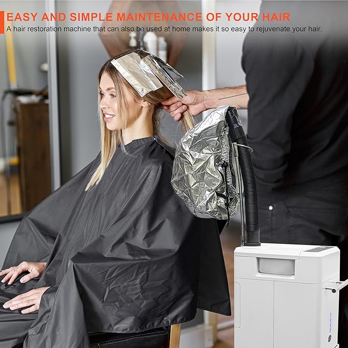 Hair Steamer Micro Mist Scalp Detoxify for Hair Wash Reclining Chair Bed Attachment Professional Hair Care for Salon SPA Barber Shop (LED Deco Draw 6th Gene White)