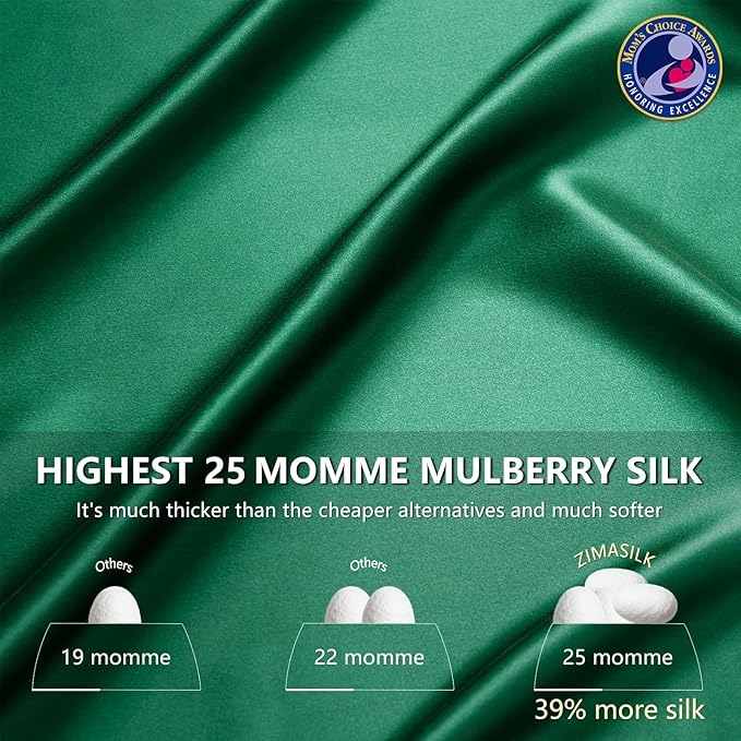 ZIMASILK 25 Momme 100% Pure Mulberry Silk Pillowcase for Hair and Skin Care, Highest Grade 6A Pillow Cases for Women, Long-Lasting Durablity, Gift for Women Men, 1Pc (King 20"x36", Blackish Green)