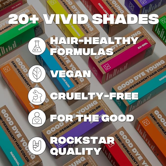 Good Dye Young Semi-Permanent Hair Color, Vegan and Cruelty-Free Magenta Pink Hair Dye, Last up to 24 Washes, Non-Damaging Conditioning Hair Color (5FL OZ, Live Laugh Love)
