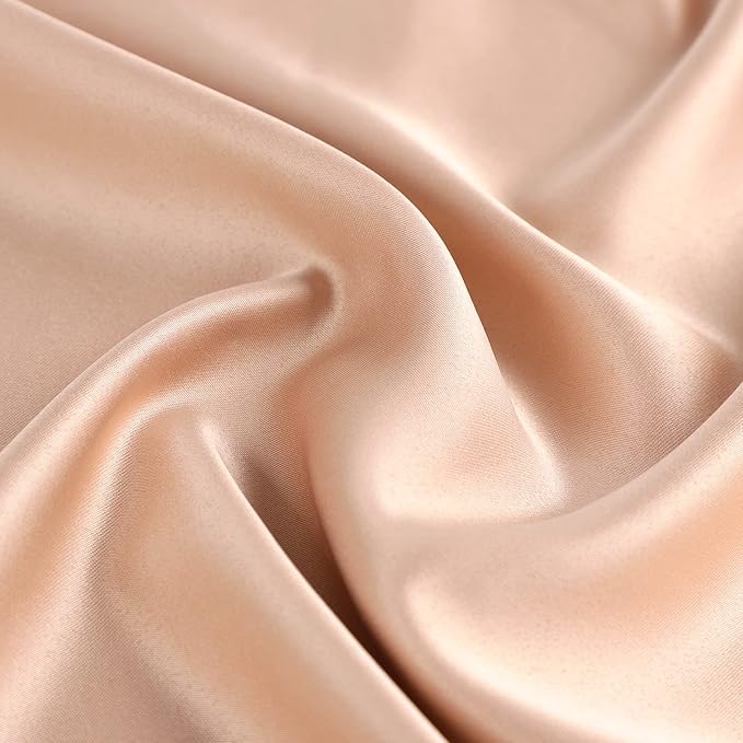 uxcell 2 Pack Silk Satin Pillowcase for Hair and Skin, Cool, Silky, Soft Breathable Pillow Cases Standard Size 20x26 Inch Sateen Pillowcase Champagne with Envelope Closure