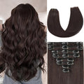 Dark Brown Clip in Hair Extensions Real Human Hair Invisible Seamless Remy Human Hair Clip in Extensions for Women 26 Inch 130g, 8pcs Per Set with Double Weft