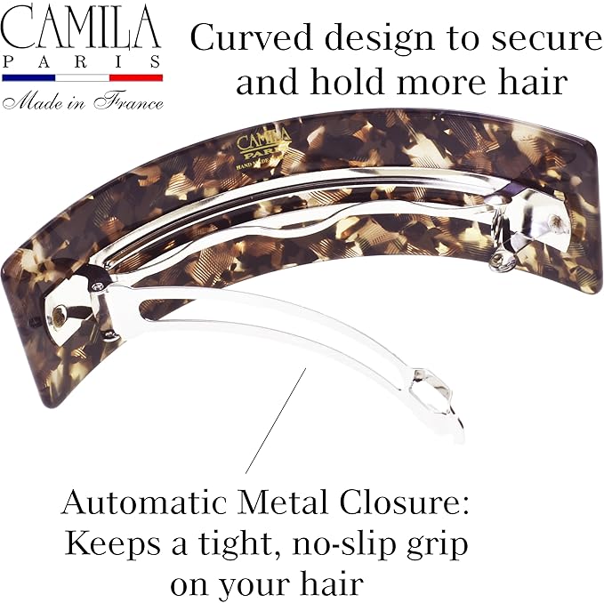 Camila Paris CP3571 French Hair Barrette Clip for Girls for Thick Curly Wavy Long Hair, Strong Hold Grip Hair Clips for Women, Automatic, No Slip Styling Girls Hair Accessories, Handmade in France