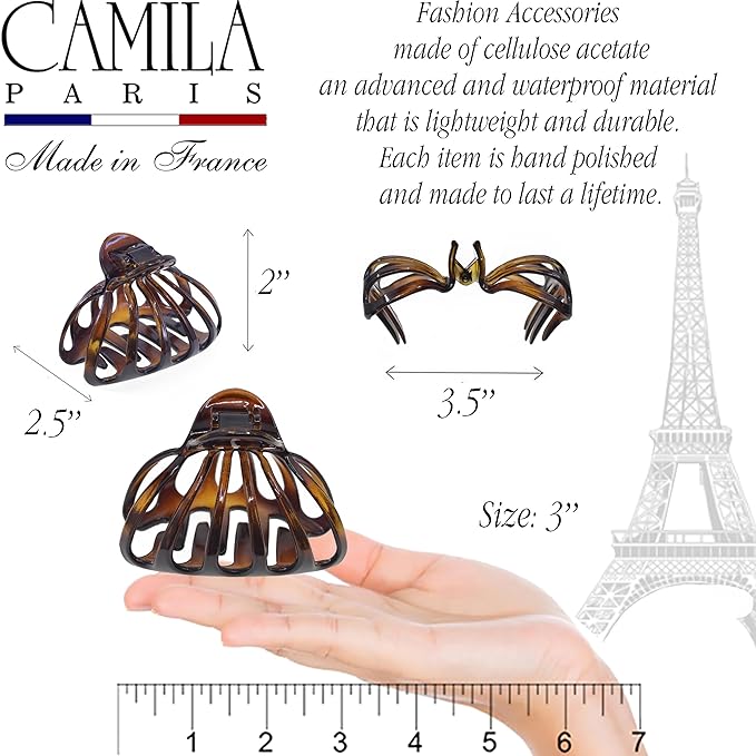 Camila Paris CP3050-CP3631 French Octopus Hair Clip for Women for Thick Volume Hair, Girls Hair Claw Clips Jaw Fashion Durable Styling Hair Accessories for Women, Strong Hold Grip, Made in France
