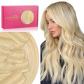 WENNALIFE Invisi Edge & Classic Tape in Hair Extensions Human Hair, 16 Inch 50g 20pcs(10pcs Invisi Edge & 10pcs Classic) Light Blonde Highlighted Golden Blonde Invisible Luxury Remy Hair Injected