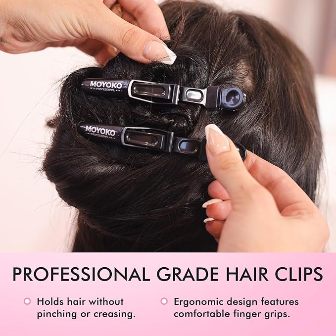 4 Pro Clips - Hair Clips for Styling, Sectioning, All Hair Types - Salon Accessories for Hair Stylists - Makeup Clips for Makeup Application - Black