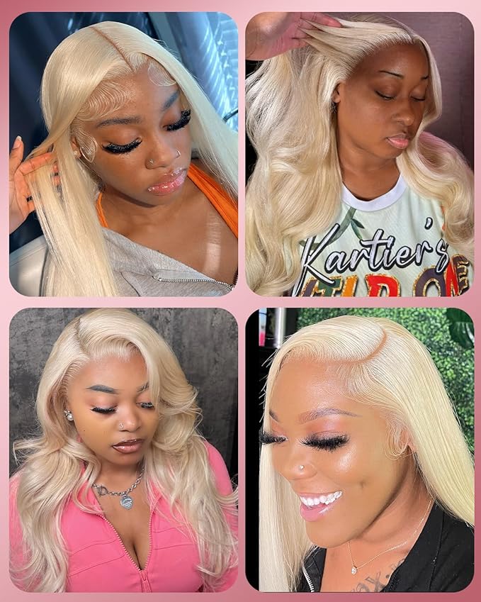 Alididi Skinlike Real Hd 613 13x6 Lace Front Wig Human Hair Straight Pre Plucked Bleached Knots 200% Density 0.10mm Ultra-Thin Invisible Lace Blonde Wig Human Hair For Women 24 Inch