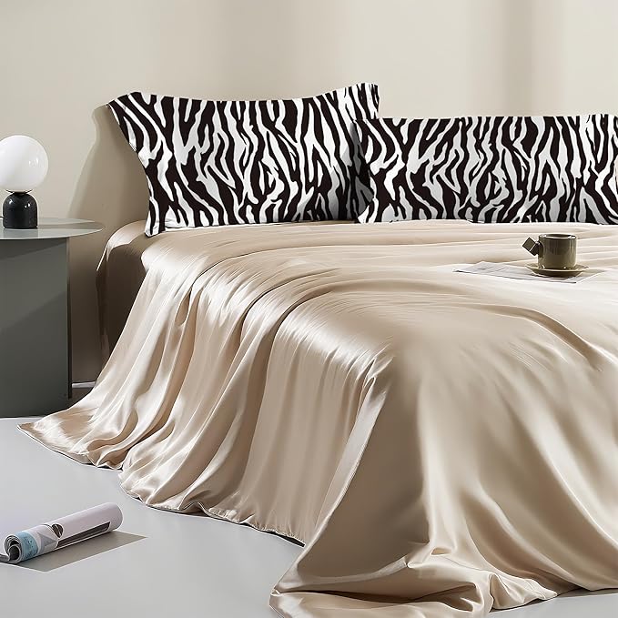 Zebra Black and White Satin Pillow Case Queen Size,Soft Pillowcases for Hair and Skin Similar to Silk,Pillowcases with Hidden Zipper Bedding Accessories,20X30 Inches,1 Pack