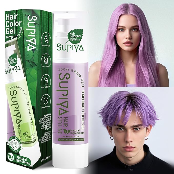 Temporary Hair Color Gel, Purple Hair Dye Color Gel Washable Natural Instant Hair Color Wax for DIY Hairstyle for Kids Men Women(Color #69W)