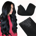 GOO GOO Clip in Hair Extensions Real Human Hair, Remy Human Hair Extensions Clip ins for Women, Natural Human Hair, 22inch 160g 7Pcs, #1 Jet Black