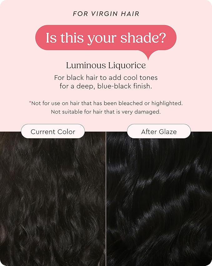 Glaze Supergloss Color Conditioning Gloss With Dispensing Pump – Hydrating Semi-Permanent Color Hair Gloss & Shine Boost – For Dark Brown Hair to Black Hair – 6.4 Fl Oz - Luminous Licorice