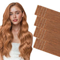 GOO GOO Invisi Edge Tape in Hair Extensions Human Hair, 330 Cinnamon Terra Copper, 20pcs 18inch 50g, Virgin Remy Hair, Seamless Injected Tape, Natural Look