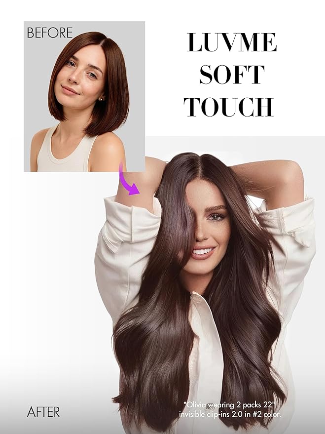 LUVME Invisible Clip in Hair Extensions Real Human Hair, 24 inch 110g 6Pcs, Natural Remy Human Hair Extensions Clip ins for Women, Natural Human Hair Silky Straight Highlight No.2