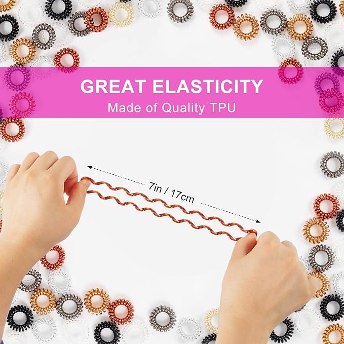 20 Pcs Spiral No Crease Coil Phone Cord Hair Ties for Thick Hair - Women Ponytail Holder Elastics