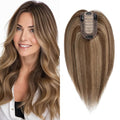 SEGO Real Human Hair Topper for Women without Bangs, Hair Topper with Anti-Slip Clips (12 Inch#4/27 Medium Brown Mix Dark Blonde)