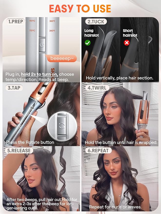 SHEGLAM Automatic Curling Iron 1 inch + 24K Hair Oil